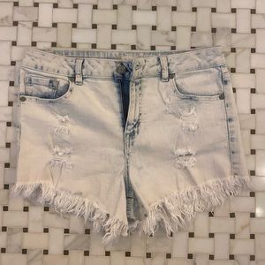 Light wash jean shorts